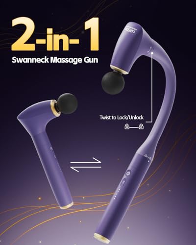 2-in-1 Detachable Muscle Massage Gun Deep Tissue with Extension Handle (Purple)