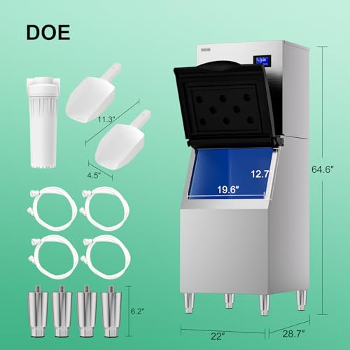 Commercial Ice Maker (Silver / 29"D x 22"W x 66"H)