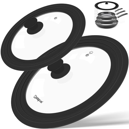 2 Pcs Universal Silicone Pan Lids (Black / 9''-10''-10.5'' + 11''-12''-13'')