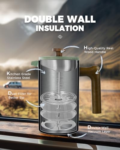 POLIVIAR French Press Coffee Maker (Crack Green)