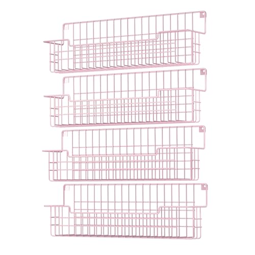 Spice Rack, 4-Pack Seasoning Organizer Wall Mounted for Kitchen Storage Organization, Metal Spice Holder Shelf for Cabinet, Pantry, Pink (4 Count)