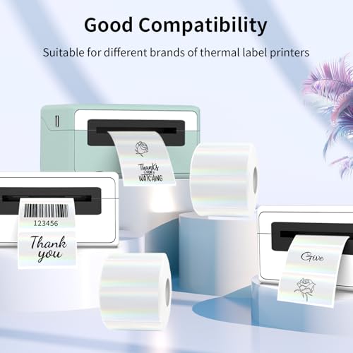 1x2 Inch Transparent Holographic Thermal Labels Stickers (Holographic Transparent / 1*2 inch)