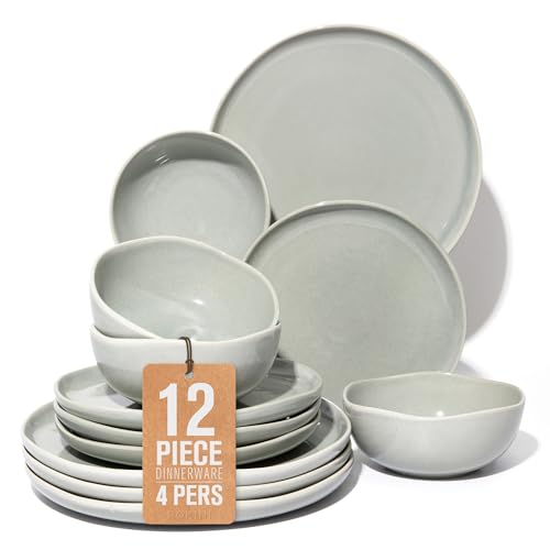 Stoneware Dinnerware Sets for 4 (Dusty Green / Set (12pcs))