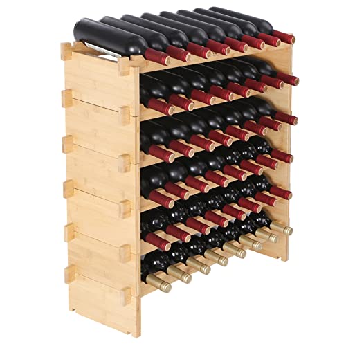 6 Tier 48 Bottles Stackable Modular Wine Rack (Natural Wood Color / 6-Tier 48 Bottles)