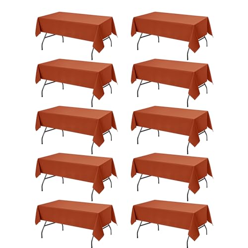 10 Pack Rust Tablecloths for Rectangle Tables (Rust / 60x102 In, 10 Pack)