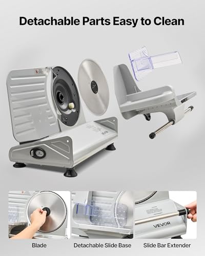 Meat Slicer 8.6" Electric Deli Slicer with 2 SUS420 Blades (8.6 inch / Silver)