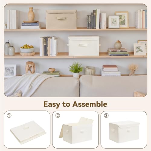 Memory Keepsake Storage Box (Ivory White&Khaki / Large-2 Pack)