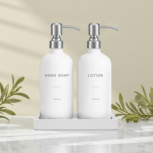 White Soap Dispenser Bathroom Set (Hl Silver Pump & White Bottle)