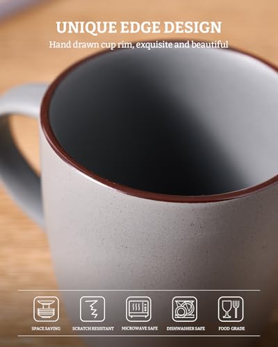 Mercury Coffee Mugs 13 oz (Mercury-Dark Grey / 6 Count (Pack of 1))