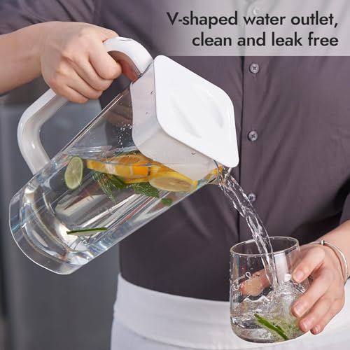 2 Pack Plastic Pitcher with Lid (White & White)
