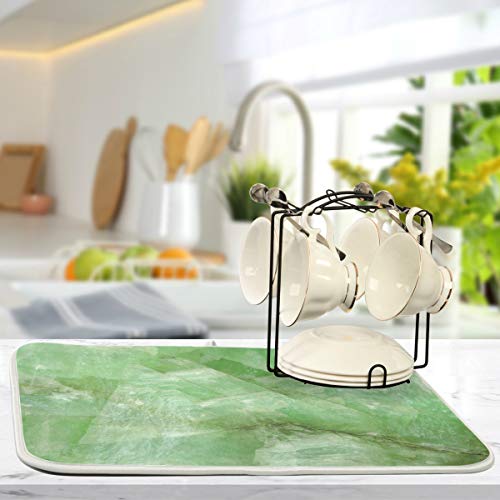 Super Absorbent Dish Drying Mat (Green Jade Stone Marble / 18" x 24")