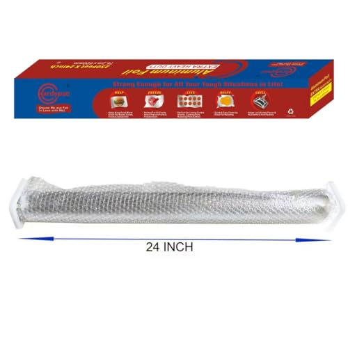 24 Inch Extra Wide Extra Heavy Duty Aluminum Foil Roll (500 Sq Ft)