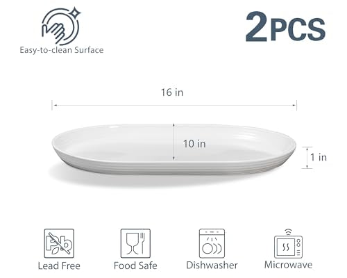 16 Inch Ceramic Serving Plates for Entertaining (2 Count)