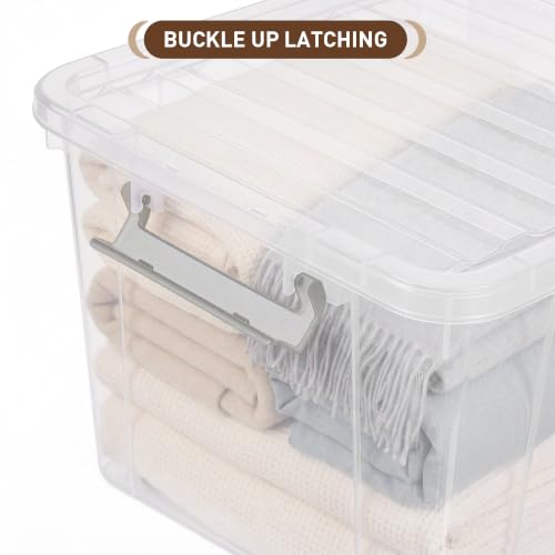 2 Pack 69 QT Clear Plastic Storage Bins with Latching Lids (Clear White / 2 PCS-69 QT)