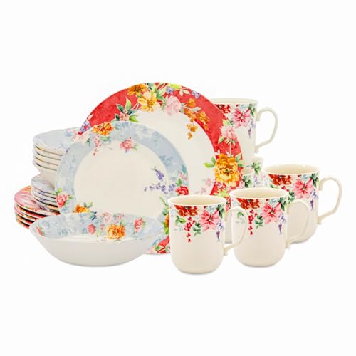 24 Piece Porcelain Dinnerware Set for 6 (24 / Crimson)