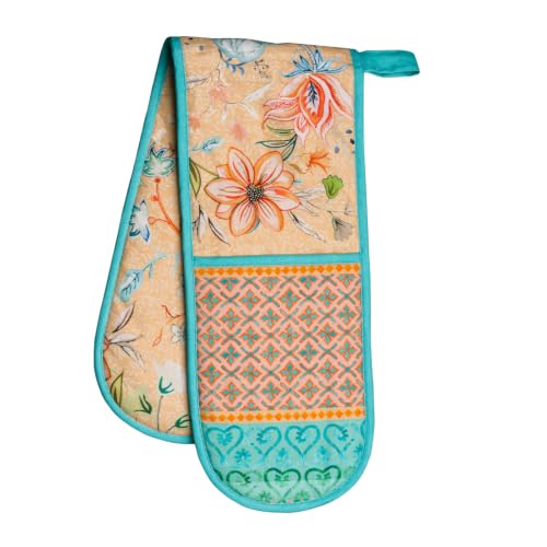 Double Oven Mitts 100% Cotton Double Oven Glove (041 - Luxury Loft - Peach / 7" x 35" (Double Oven Mitt))