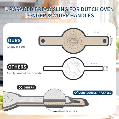 2 Pcs Silicone Bread Sling for Dutch Oven Liners Silicone Baking Mat [Non (Gray)