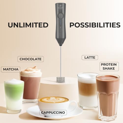 Rechargeable Milk Frother Handheld (ZK Dynamic Tornado Gray / Rechargeable Z1 Motor Max)