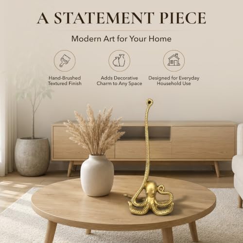 Gold Octopus Paper Towel Holder & Metal Toilet Paper Stand (Gold Octopus)