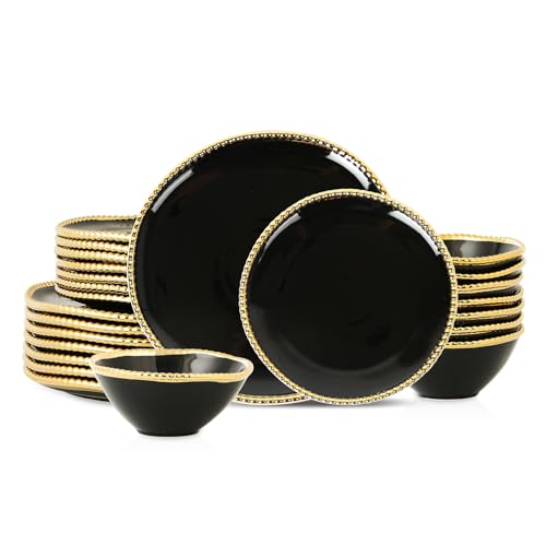 Christian Siriano Akoya Porcelain Dinnerware Set (Black / 24-Piece - Service for 8)