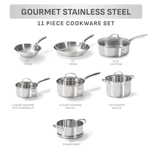 Stainless Steel Pots and Pans Set 11 Piece (Cookware Set / 11-Piece)