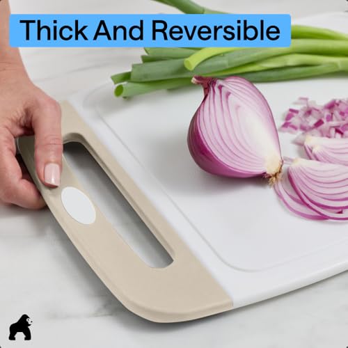 BPA Free Reversible Kitchen Cutting Board (Almond/White / Large (Pack of 3))