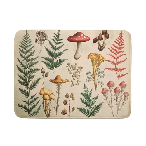 Ferns Mushrooms Dish Drying Mats Woodland Forest Microfiber Drying Pad Reversible Drainer Mats 18 X 24 Inch (Ferns Mushrooms 1101 / 24" x 18")