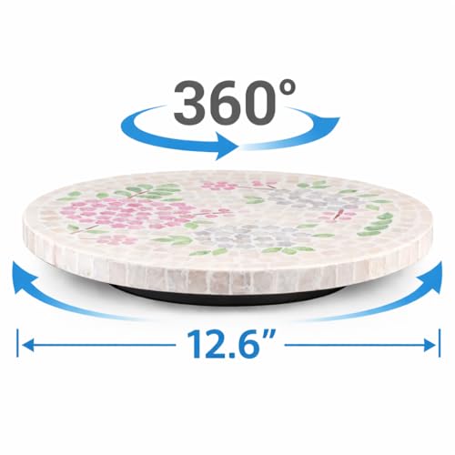 12.6” Pink Hydrangea Capiz Shell Lazy Susan (Pink Hydrangea Floral / Standard)