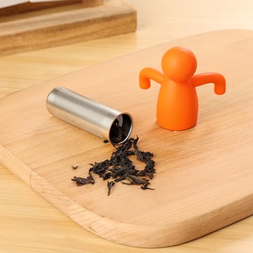 Fine Mesh Tea Infuser for Loose Leaf Cute Tea Steeper (Orange)
