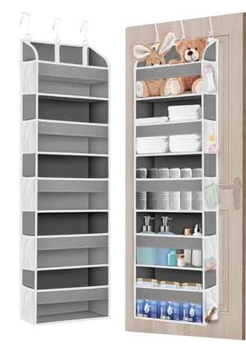 1 Pack Over The Door Storage Organizer with 5 Large Pockets (1 Pack / Light Gray)