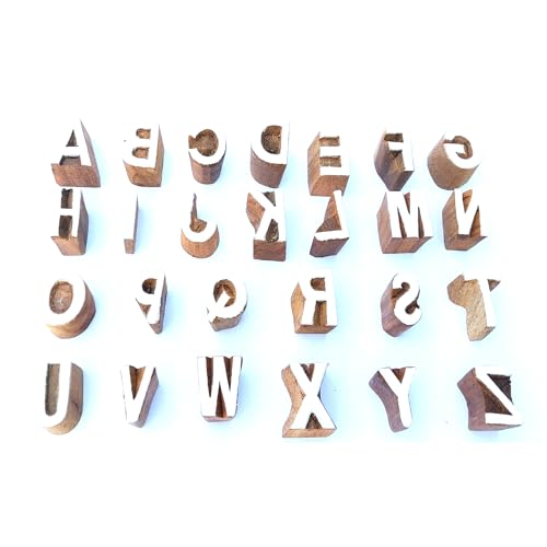 Alphabet Wooden Block Printing Stamps (26 Pcs / Bulk01_25h)