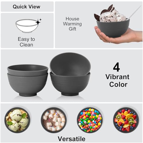 wheat straw small bowls 10oz set of 8 (10 oz / Deep Grey)