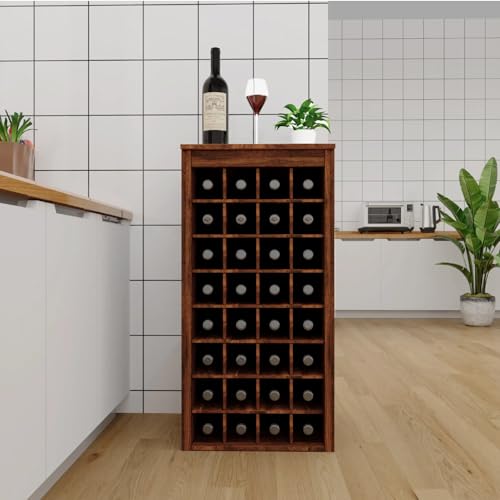 8 Tier Freestanding Wine Rack Wood (32 Bottles / Walnut)