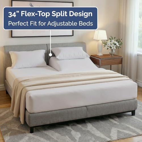 Flex Top Split Head King 4 Piece Sheet Set (03 - Light Grey / Split Head/Flex Top)