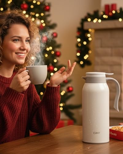 51 Oz Stainless Steel Thermal Coffee Carafe (White / 50.7 Ounces)