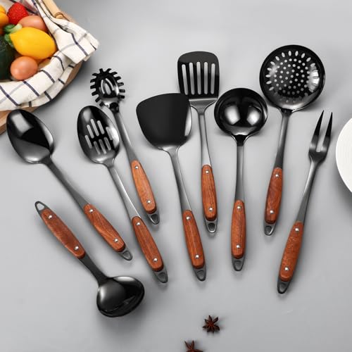 304 Stainless Steel Cooking Utensils Set (Black)