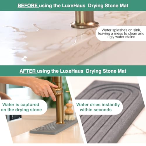 Drying Stone Faucet Tray for Kitchen Sink (Dark Gray / 23.6" x 3.9")