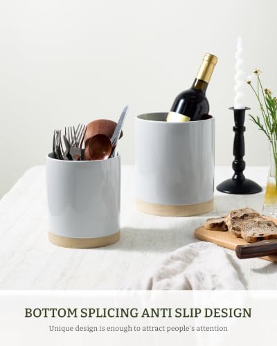 Ceramic Utensil Holder (Light Gray)