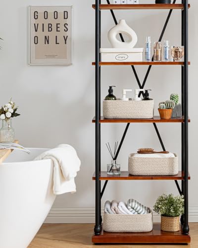 Small Woven Storage Basket for Organizing (Brown / 12"L x 8"W x 4.5"H)