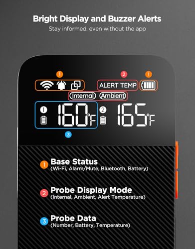 Smart Wireless Meat Thermometer Digital 2 Probes with App Alarm