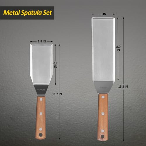 Stainless Steel Spatula Set (3''x5''+3''x8''_Wooden Handle)