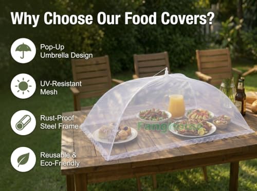 Mesh Food Covers for Outdoors (1 Pack 40"X24" + 5 Pack 17"X17")