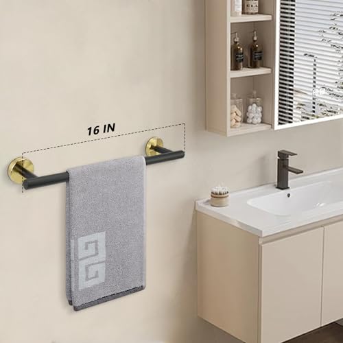Bath Towel Bar (Matte Black & Gold / 16 Inch)