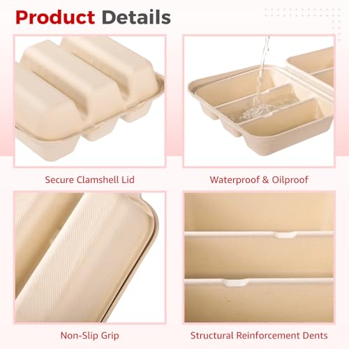 100 PCS Taco Plates Disposable with Lid 8.4 * 7 * 3in (100Pcs)