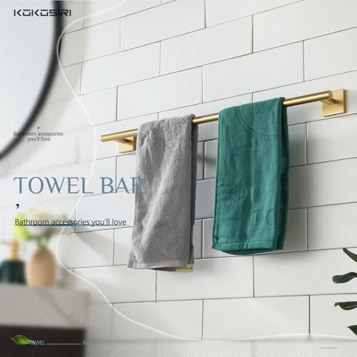Bathroom Towel Bar Bath Towel Holders for Toilet Kitchen Cabinet Wall Mount 24 Inch Brushed Gold Stainless Steel B4005BG (Brushed Gold / 24-Inch)