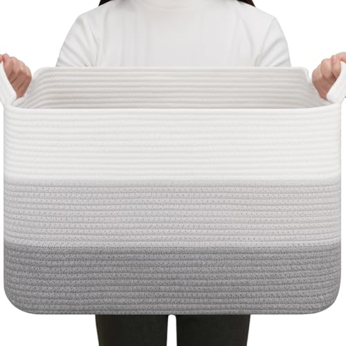 50L Storage Basket Large Blanket Basket Living Room Gray 3 (Gradient Gray / 3 pcs-17.7”x13.8”x11”)