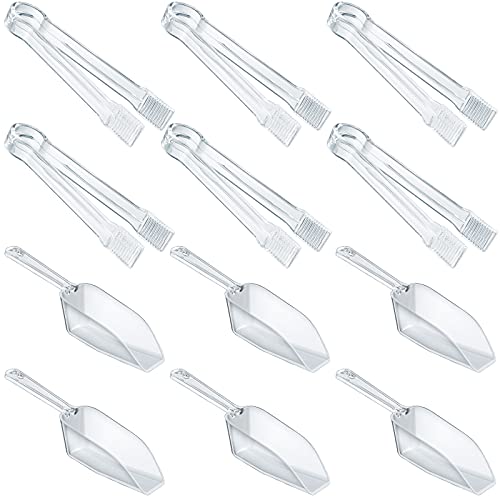 12 Pcs Plastic Mini Candy Buffet Scoops and Serving Tongs Set