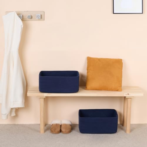 Large Storage Baskets for Shelves (3pcs-L17×W13×H7.5" / Navy Blue)