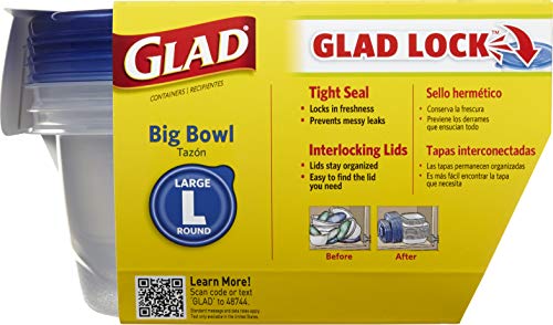 GladWare Big Bowl Food Storage Containers with Lids (Round / 3 Count (Pack of 1))