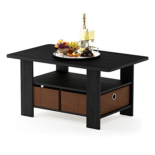 Andrey Coffee Table with Bin Drawer (Americano/Medium Brown / 2 Bin)
